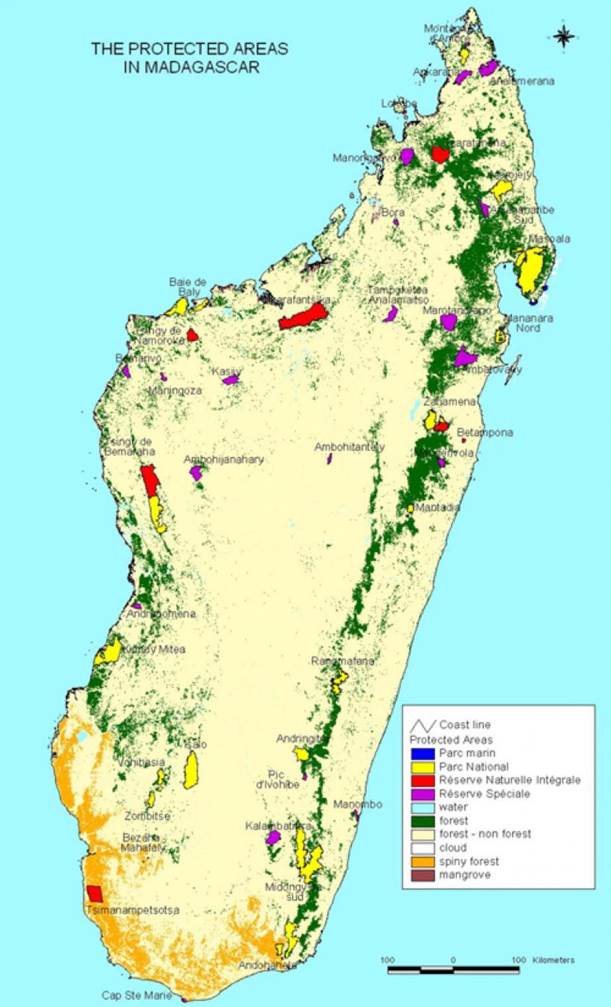 რუკა მადაგასკარი ეროვნული პარკები