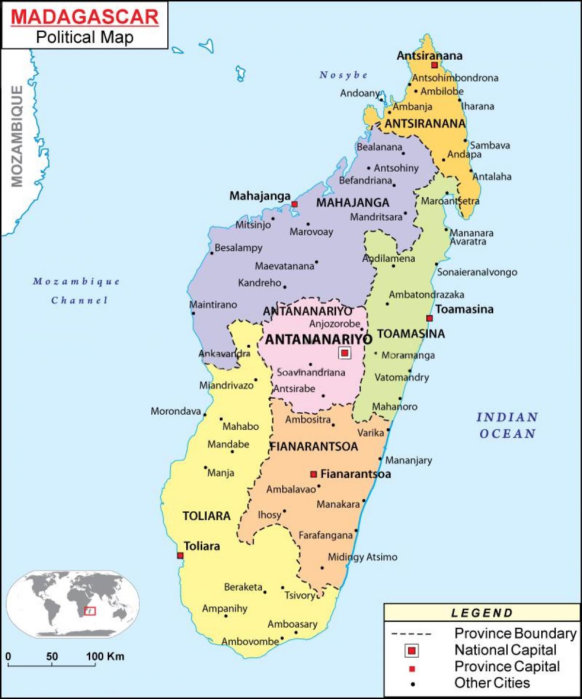 რუკა, პოლიტიკური რუკა მადაგასკარი
